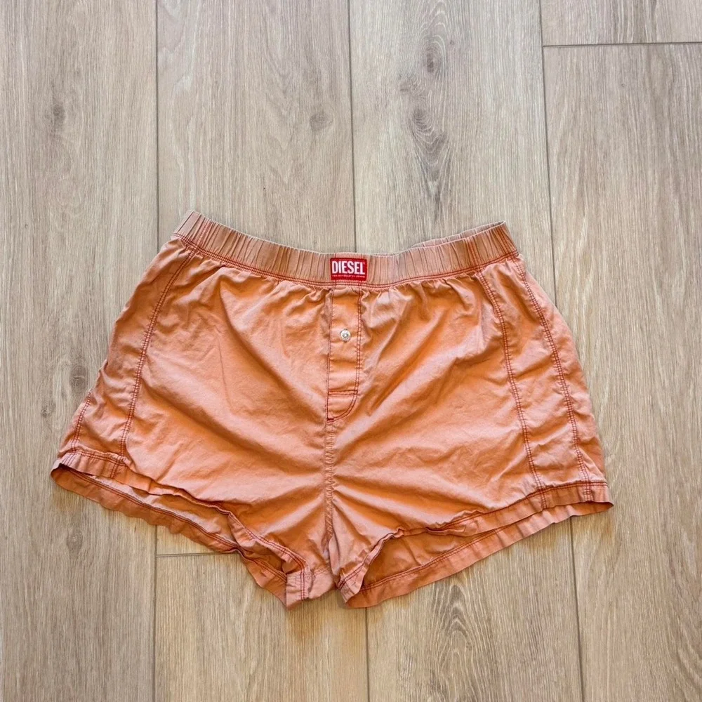 DIESEL Men's Tan/Orange/Skin Toned Boxer Shorts with Red Stitching and Box Logo